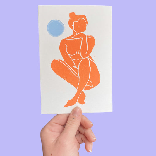 arion illustrated - Carta Linoleografia Originale "Dora Orange"