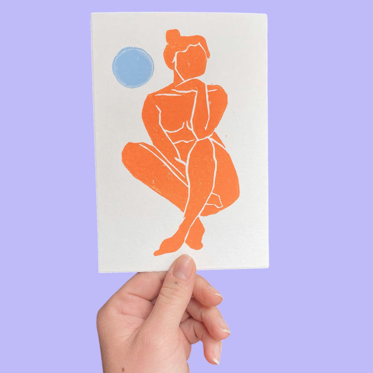 Arion Gastpar - Carte Linogravure originale "Dora rosa"