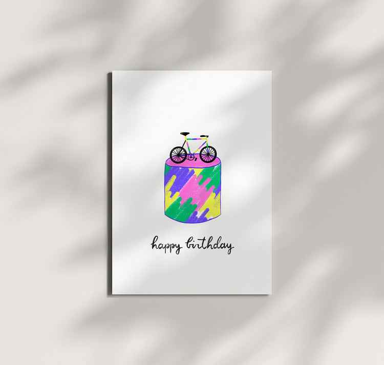 Pomba - Postkarte "birthday cake bicycle"