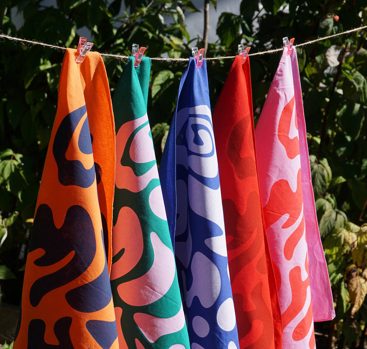 Garn mit Charme - Foulard (orange/blau)