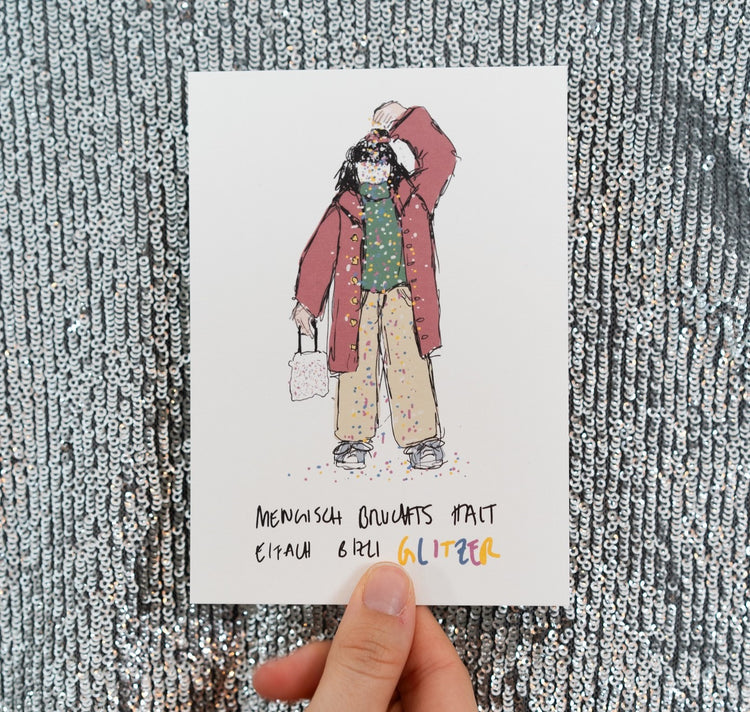 gsichtlos - Postkarte "Glitzer"