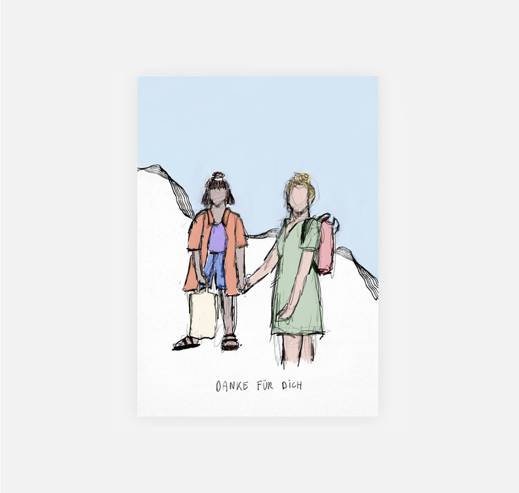 gsichtlos - Postkarte "danke für dich"