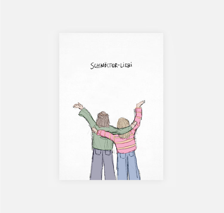 gsichtlos - Postkarte "schwöster-liebi"