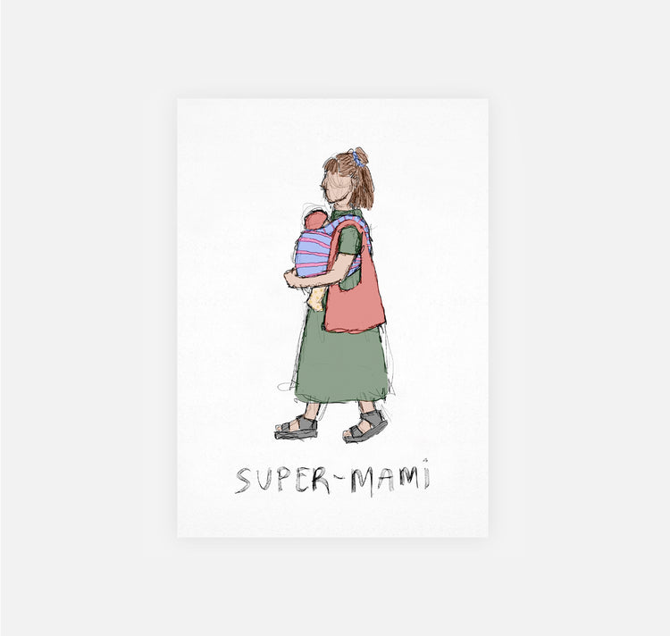gsichtlos - Postkarte "super-mami"
