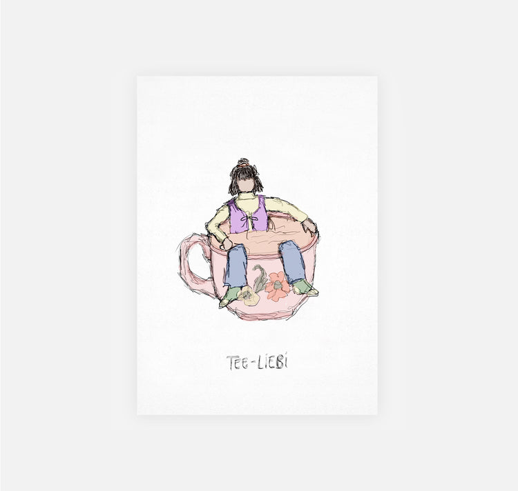 gsichtlos - Postkarte "tee-liebi (in tasse)"