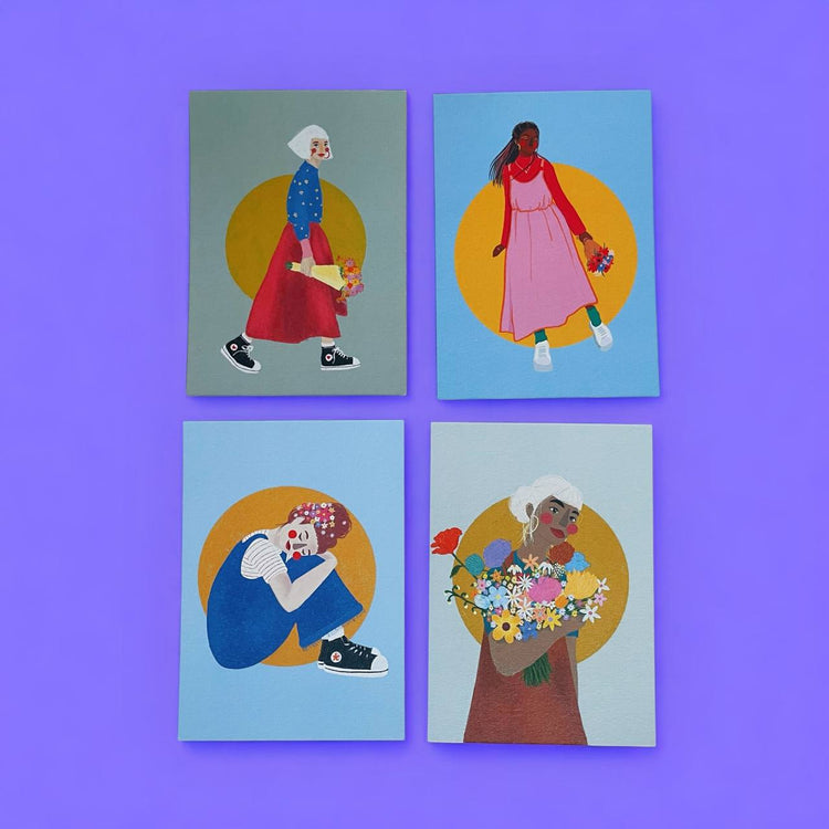 arion illustrated - Set di biglietti d'auguri "Fiori"