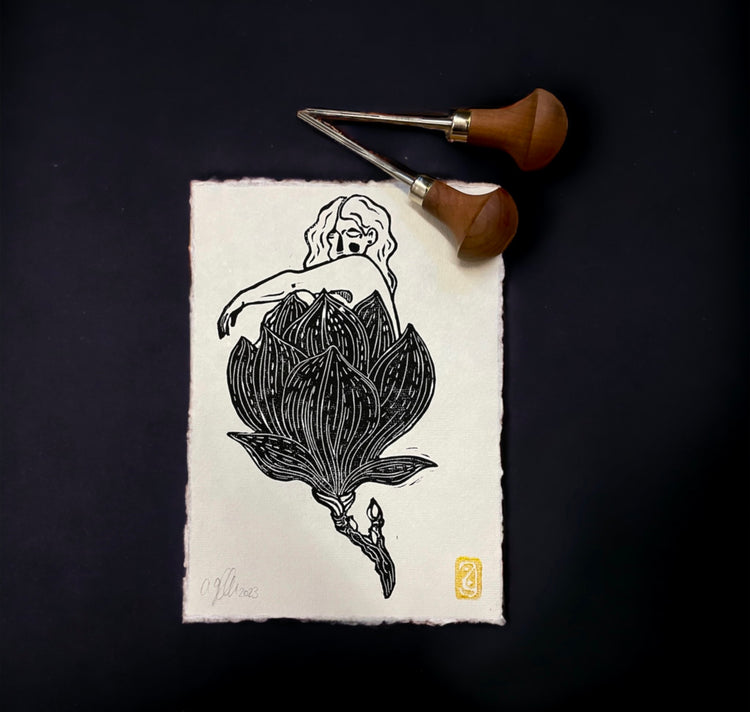 arion illustrato - Stampa linoleografica originale "Vitoria"