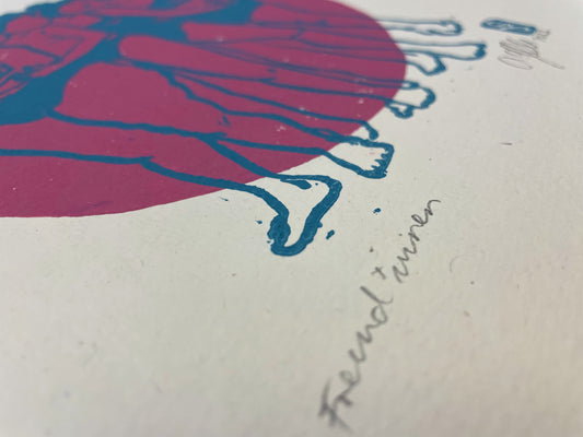 arion illustrated - Stampa linoleografica originale "Friends"