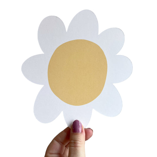 Jolanda Epprecht - Postkarte "Blume Weiss-Gelb“ mit Konturschnitt