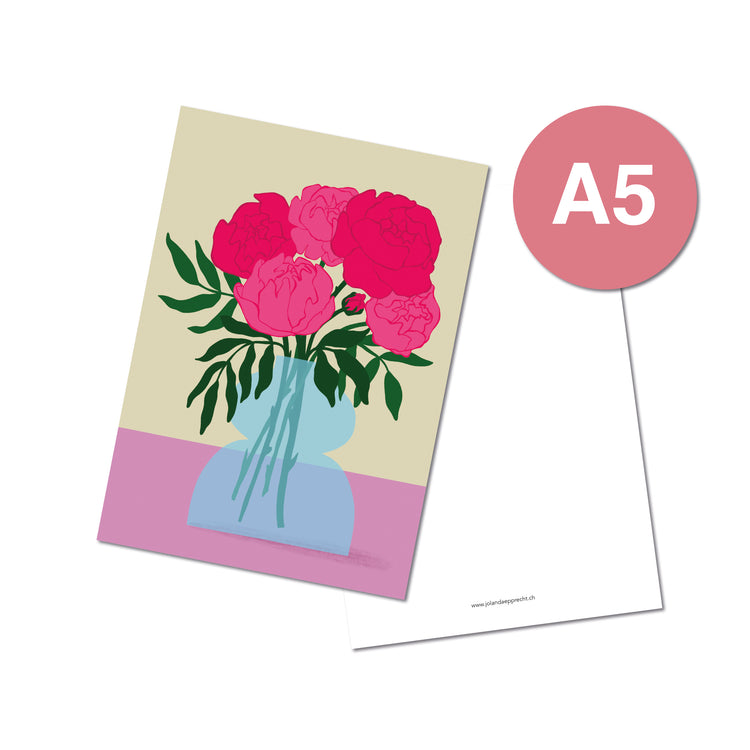 Jolanda Epprecht - Postkarte Extragross "Pfingstrosen"