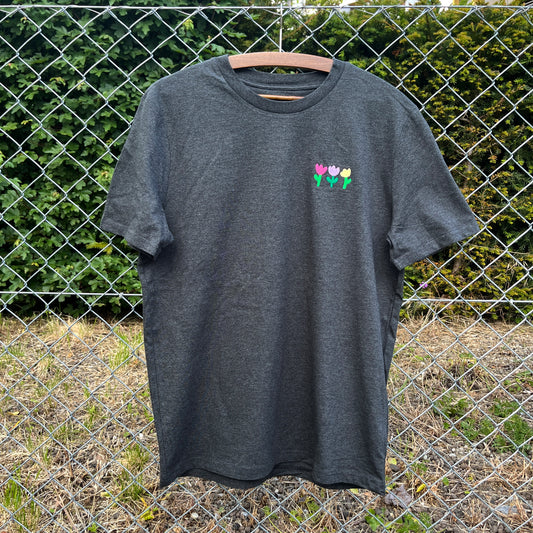 Jolanda Epprecht - T-Shirt „3 Tulpen“ (Dark Heather Grey)