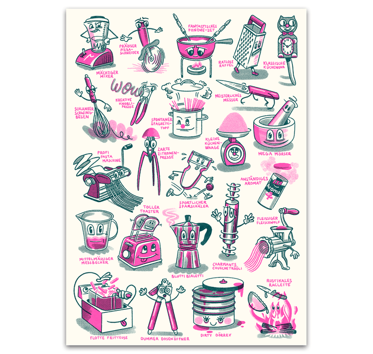 opak - Plakat "kurlige küchenhelfer"