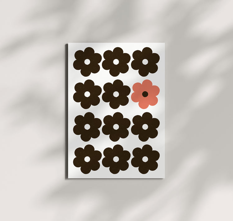 Pomba - Postkarte "Blumenraster Braun"