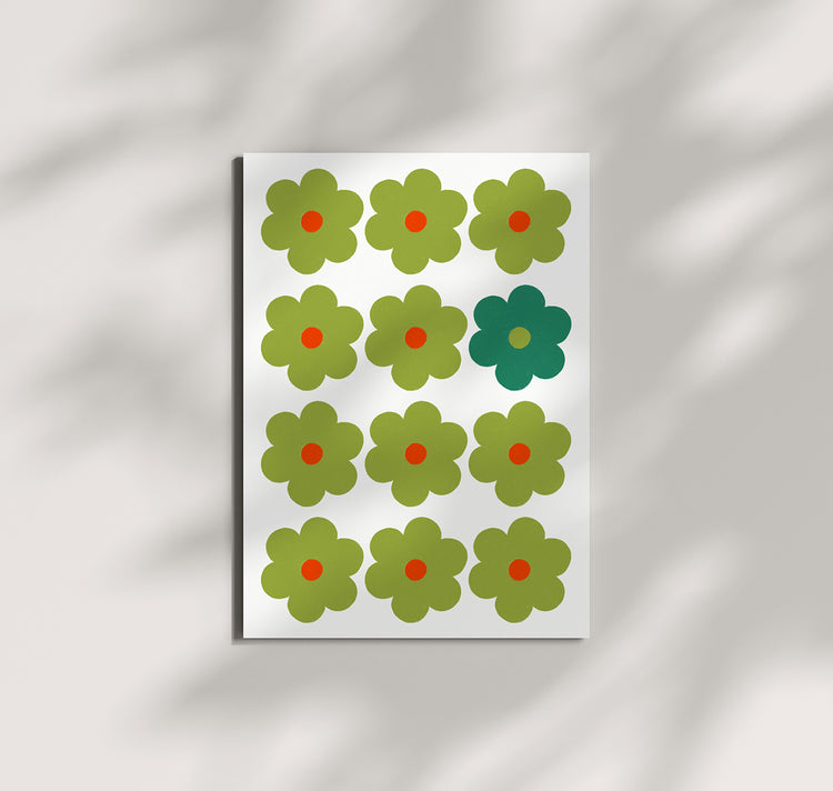 Pomba - Postkarte "Blumenraster Grün"