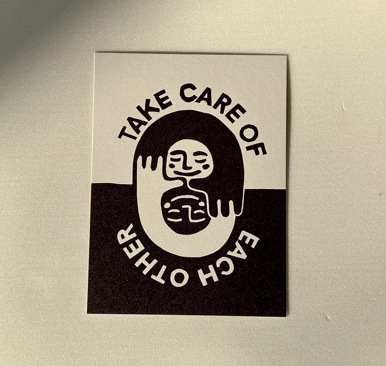 Talinolou - cartolina "prendetevi cura l'uno dell'altro"