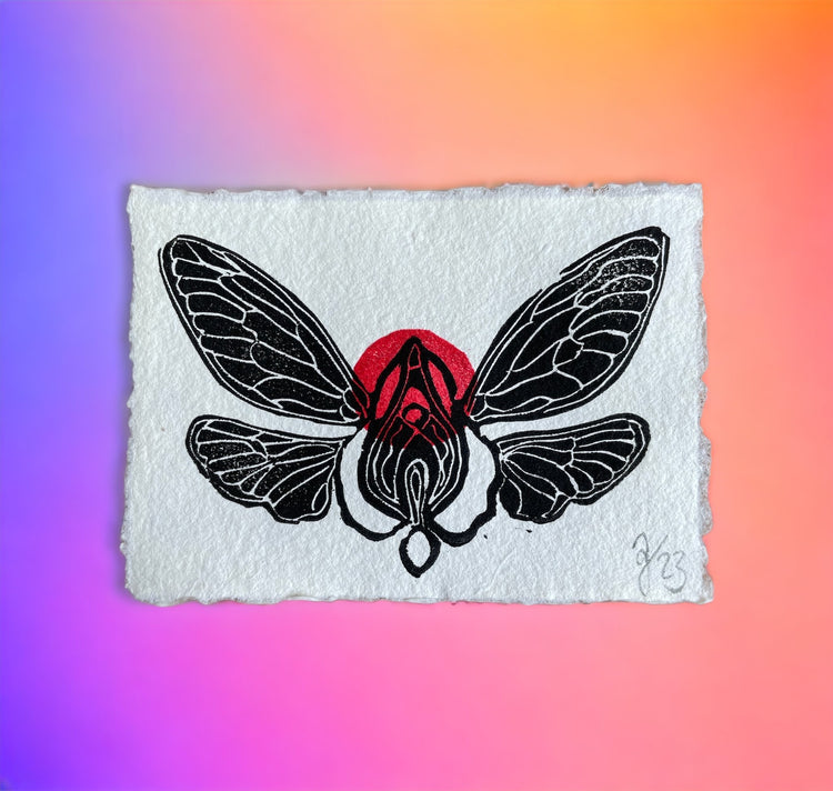 arion illustrato - mini stampa su linoleum "Vulvae Alis"