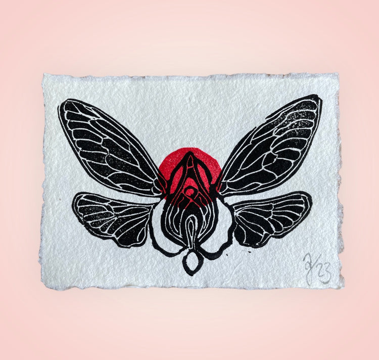 arion illustrato - mini stampa su linoleum "Vulvae Alis"