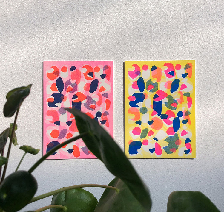 Aline Meier - Riso Postkarte A6 2er Set "SUNNY PROMISE"