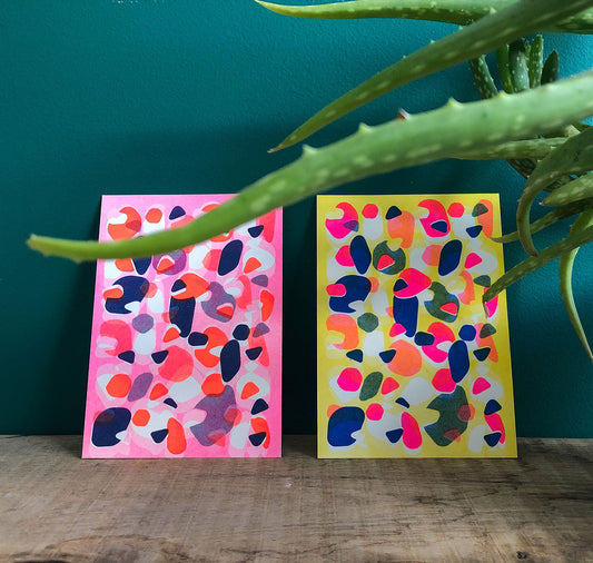 Aline Meier - Riso Postkarte A6 2er Set "SUNNY PROMISE"