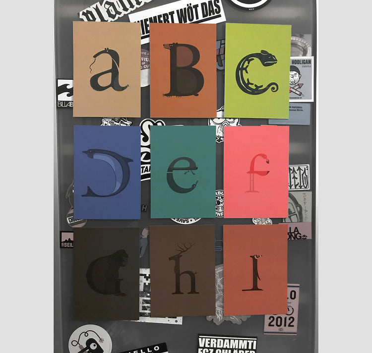 Hannes Oehen - Postkarten-Set "Tieralphabet" an 26 Karten