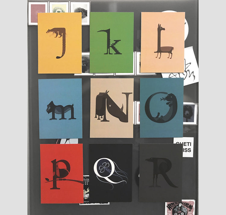 Hannes Oehen - Postkarten-Set "Tieralphabet" an 26 Karten