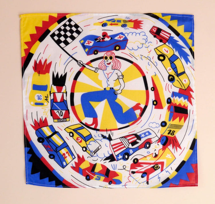 Hoi-Laden - Stofftüchlein "Flottes Autorennen"