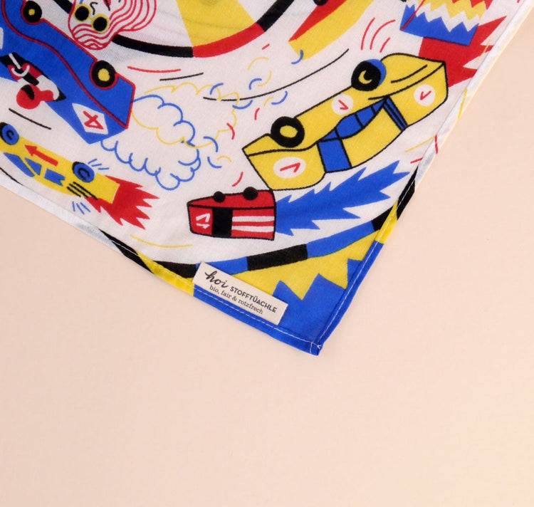 Hoi-Laden - Stofftüchlein "Flottes Autorennen"