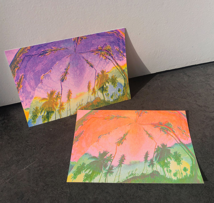 Aline Meier - Carte postale Riso A5 (lot de 2) "LOST IN PARADISE"