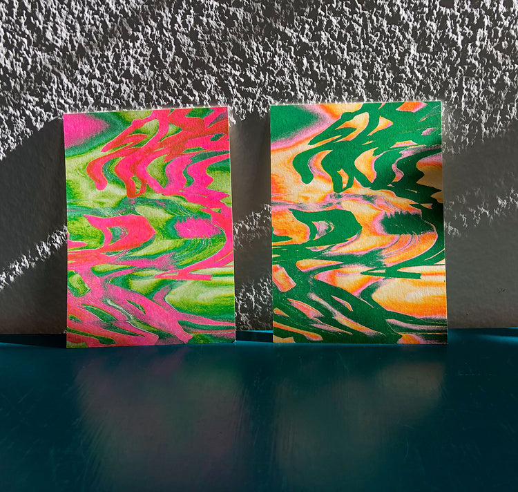 Aline Meier - Cartes postales Riso A6 - lot de 2 "LEMONADE DRIP"