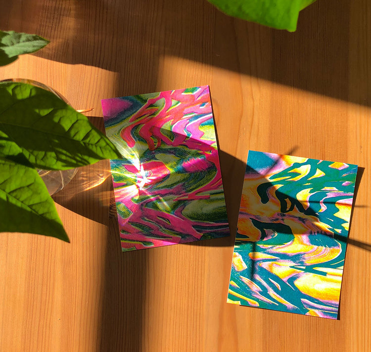 Aline Meier - Riso Postkarten A6 – 2er Set "COOL MELT"