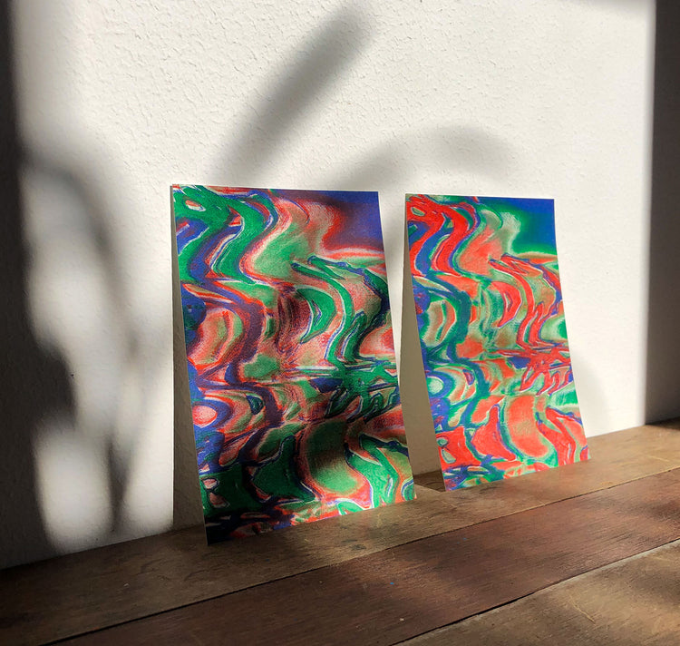 Aline Meier - Cartes postales Riso A6 - lot de 2 "JETER DES ROSES"