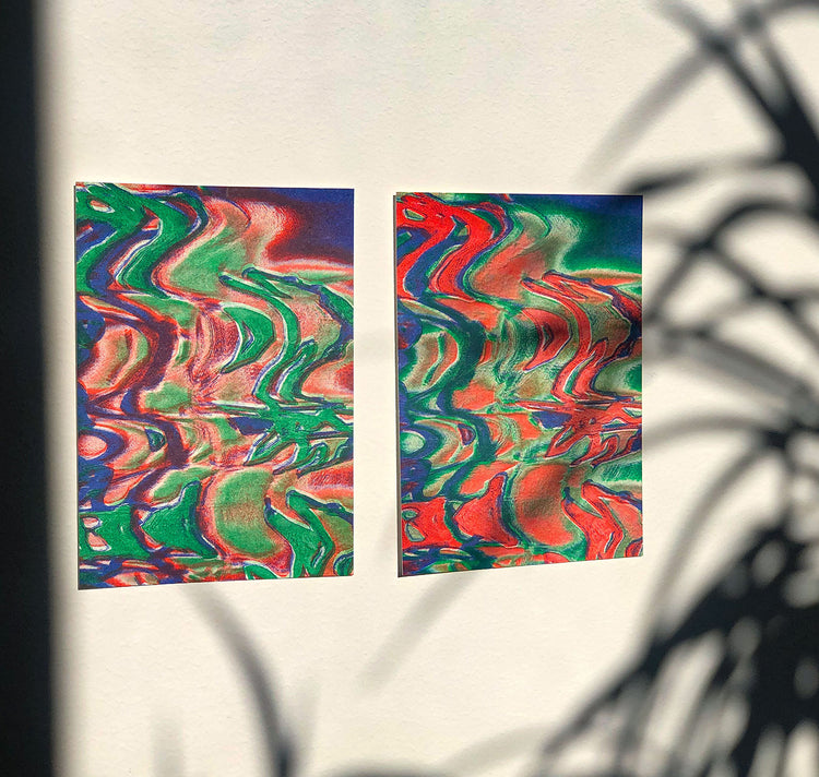 Aline Meier - Cartes postales Riso A6 - lot de 2 "JETER DES ROSES"