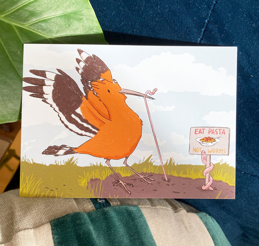 Leonie Rösler - Postkarte "Eat Pasta Not Worms"