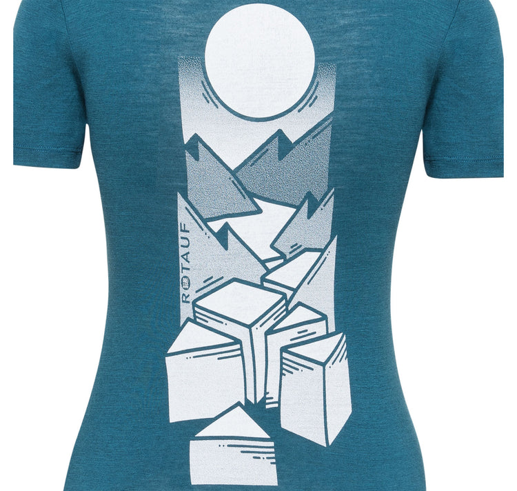 ROTAUF x Drü Egg - Frauen Merino Seiden T-Shirt (petrol)