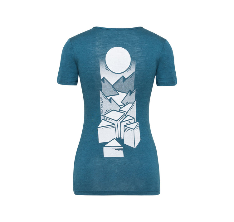 ROTAUF x Drü Egg - Frauen Merino Seiden T-Shirt (petrol)