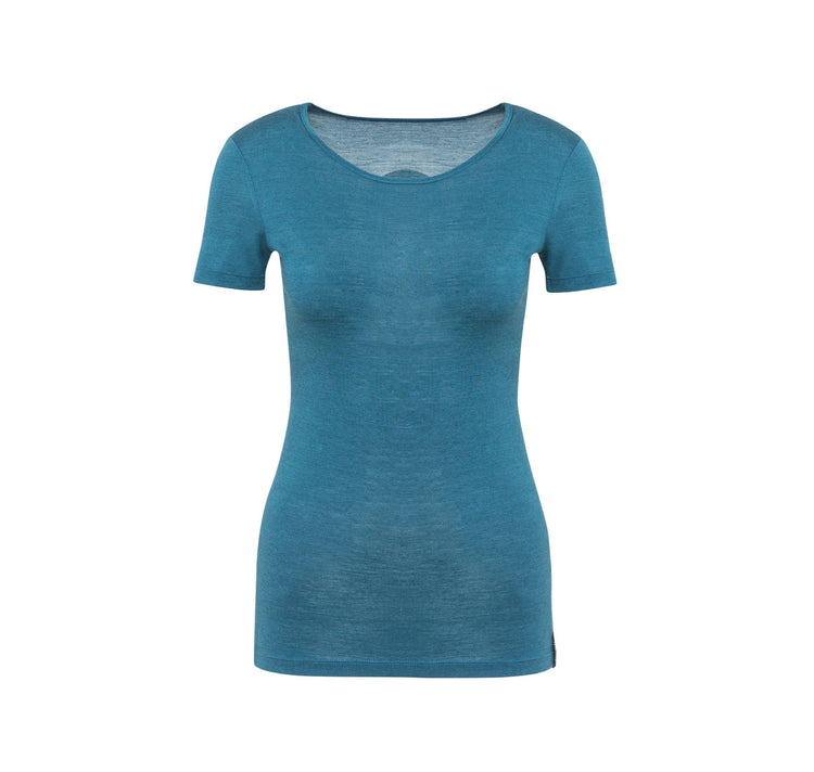 ROTAUF x Drü Egg - Frauen Merino Seiden T-Shirt (petrol)