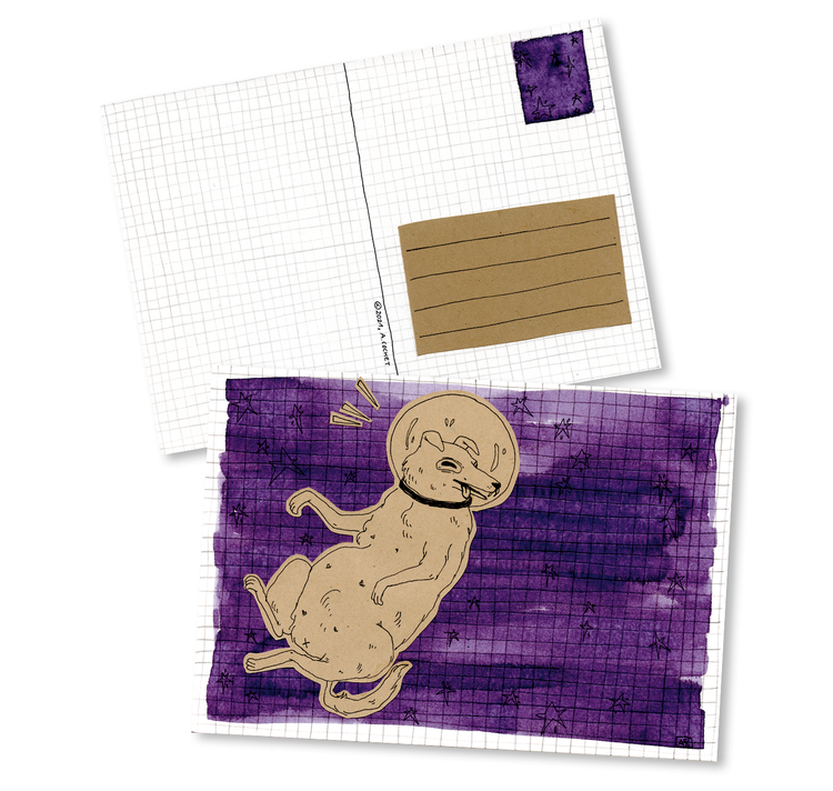 Amélie Cochet - Postkartenset "Space-Dudes Lama & Dog"
