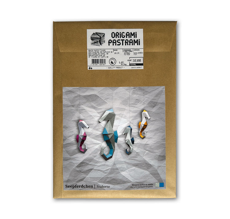 David Odermatt - Origami Pastrami "Seepferdchen" (Blaugrau meliert & Türkis)