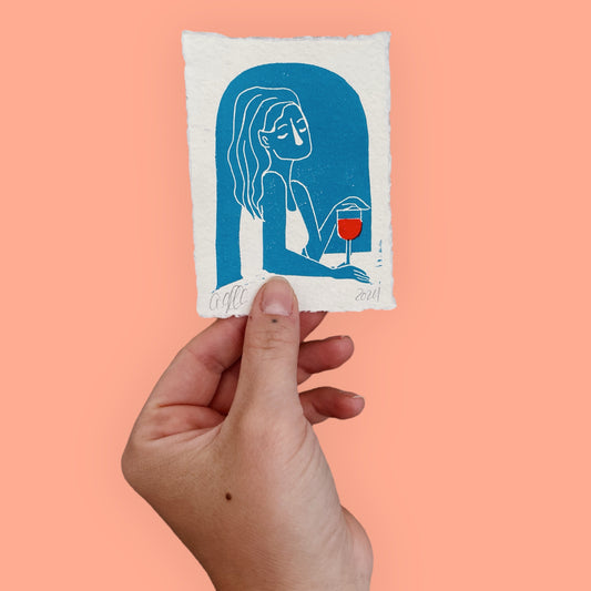 arion illustrated - Mini stampa linoleografica "Vino"