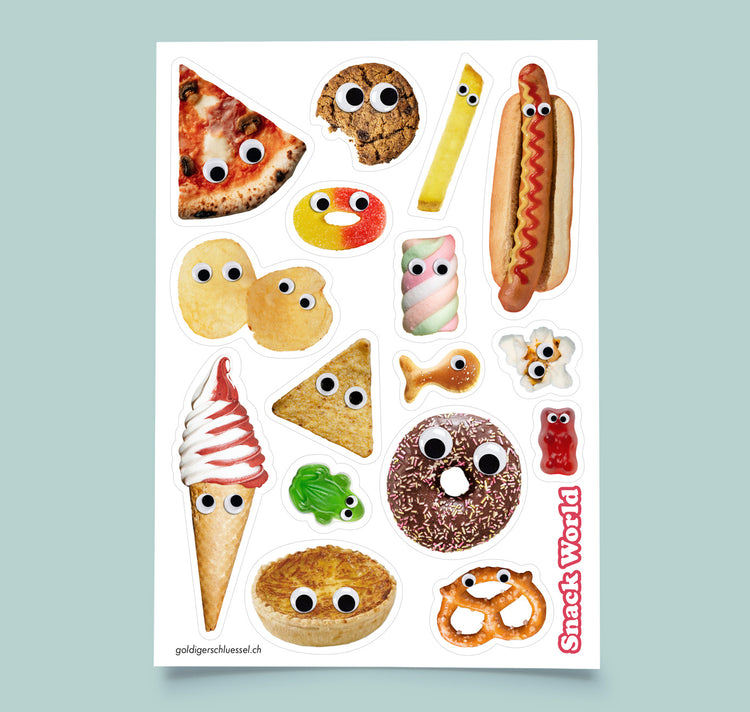 Atelier Goldiger Schlüssel - Stickerbogen "Snack World"