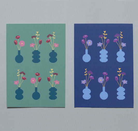 Atelier Langmut - Postkartenset "Blumenvase"