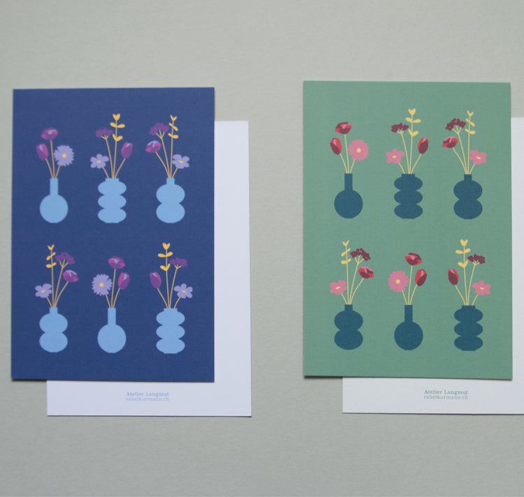 Atelier Langmut - Postkartenset "Blumenvase"