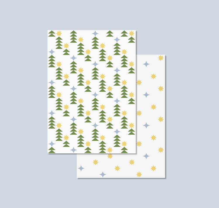 Atelier Langmut - Geschenkpapier "Sterne & Tanne"