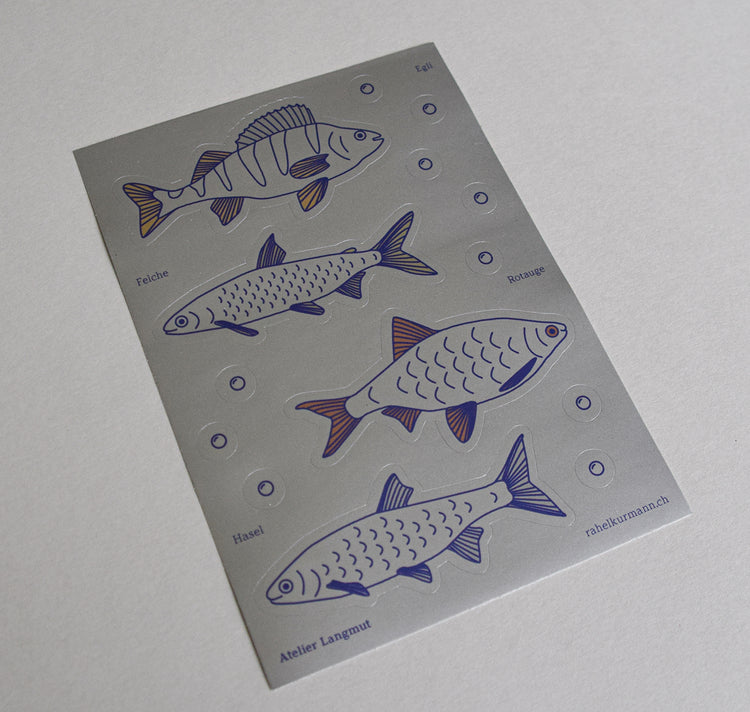 Atelier Langmut - Stickerbogen "Fische"