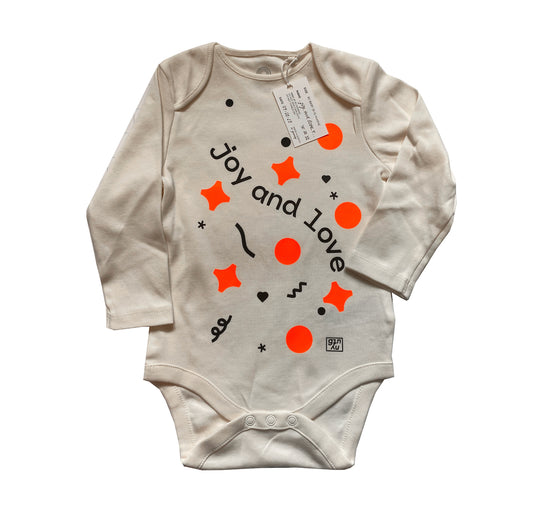 GINNY - Body per neonati unico "Gioia e amore" (arancione neon) 