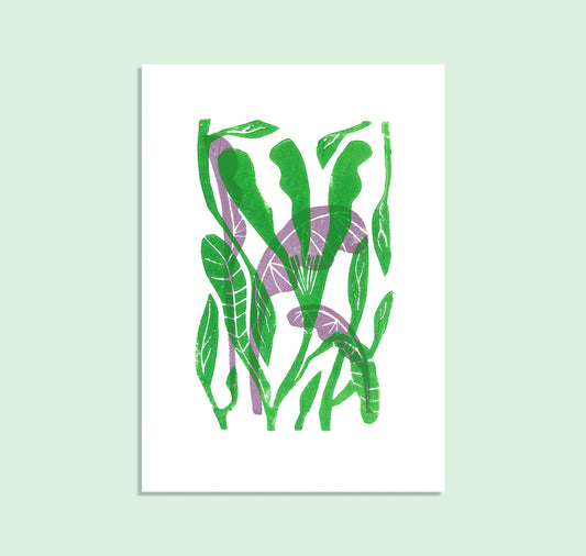 Cynthia Häfliger - Linoldruck "Blume in Grün"