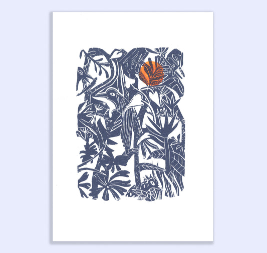 Cynthia Häfliger - Linoprint "Bird Forest"