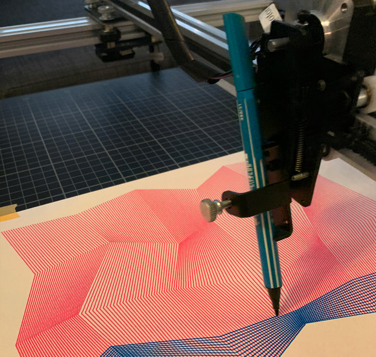 David Odermatt - Plakat (Penplot) "Creased" (Magenta & Gelb)