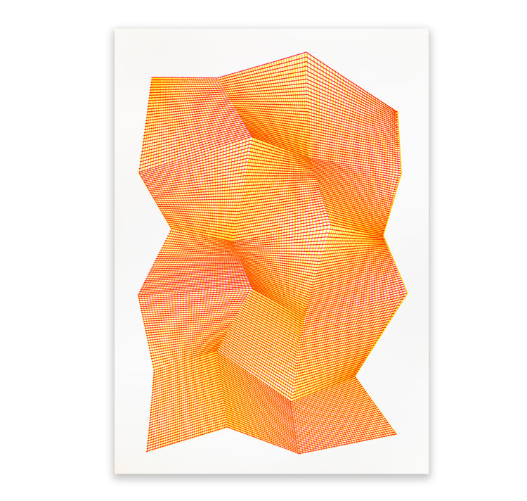 David Odermatt - Plakat (Penplot) "Creased" (Magenta & Gelb)