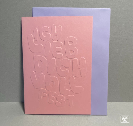 GINNY - Biglietto in rilievo "Ti amo così tanto" (rosa viola)